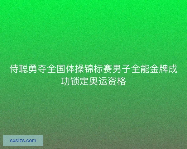 侍聪勇夺全国体操锦标赛男子全能金牌成功锁定奥运资格