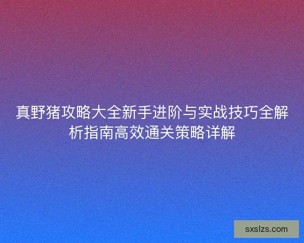 真野猪攻略大全新手进阶与实战技巧全解析指南高效通关策略详解