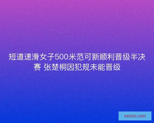 短道速滑女子500米范可新顺利晋级半决赛 张楚桐因犯规未能晋级